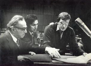 Ziyodullo Shahidi with his son Tolib and Dmitryi Shostakovitch